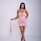 Glamorous Sparkle Halter Mini Dress with Rhinestone Detail