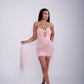 Glamorous Sparkle Halter Mini Dress with Rhinestone Detail