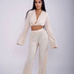 Elegant and Comfortable Pleated Twist Front Two-Piece Set