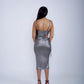 Daring and Elegant Metallic Cutout Midi Dress
