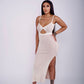 Elegant Twist-Front Rib Knit Cut-Out Dress