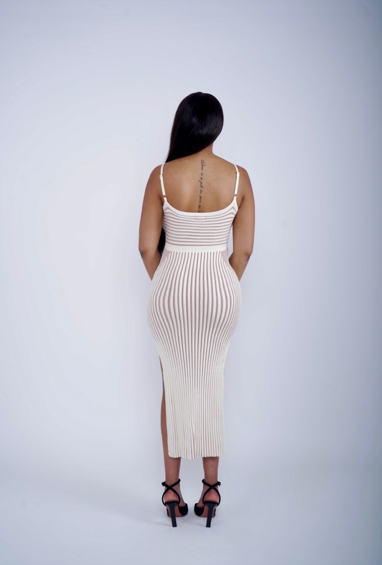 Elegant Twist-Front Rib Knit Cut-Out Dress