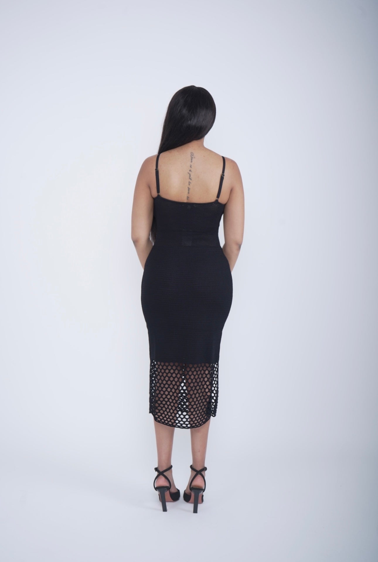 Sleek and Breezy Crochet Knit Midi Dress