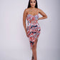 Bold and Beautiful Fleur de Lis Abstract Mesh Corset Midi Dress