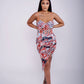 Bold and Beautiful Fleur de Lis Abstract Mesh Corset Midi Dress
