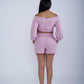 Cozy and Stylish Off-Shoulder Long Sleeve Two-Piece Short Set
