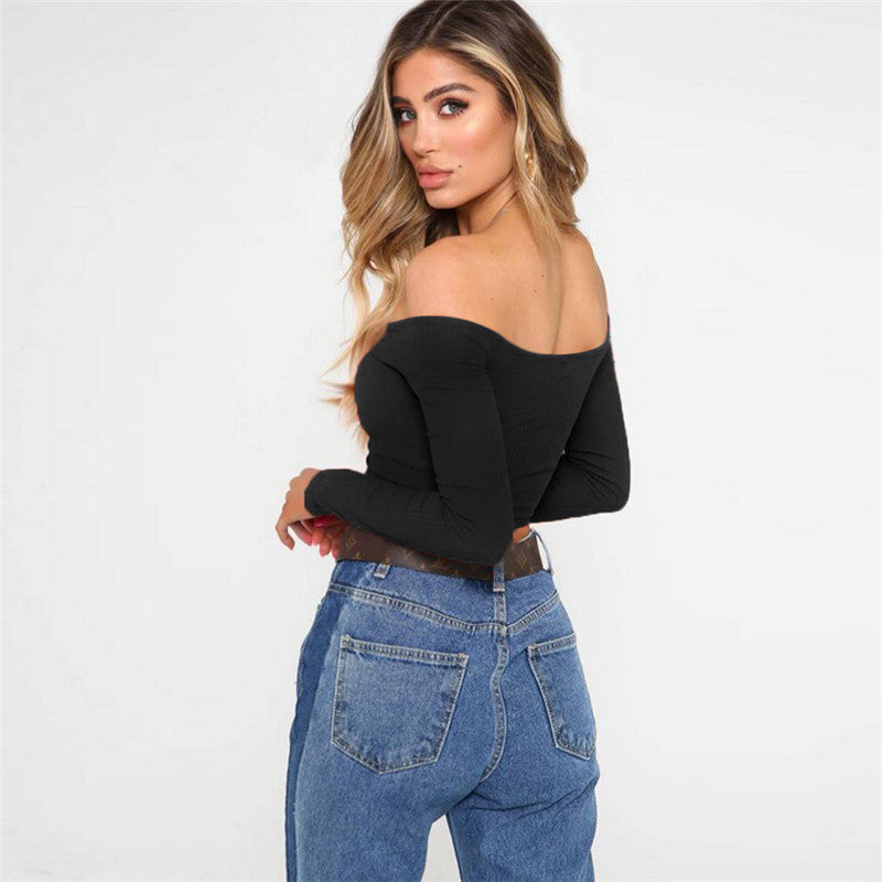 Long Sleeve Off Shoulder Crop Top