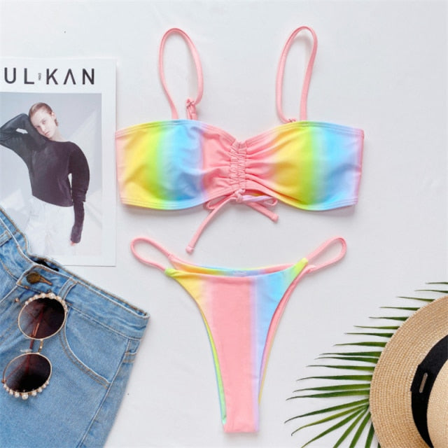 Cotton Candy Drawstring Bikini