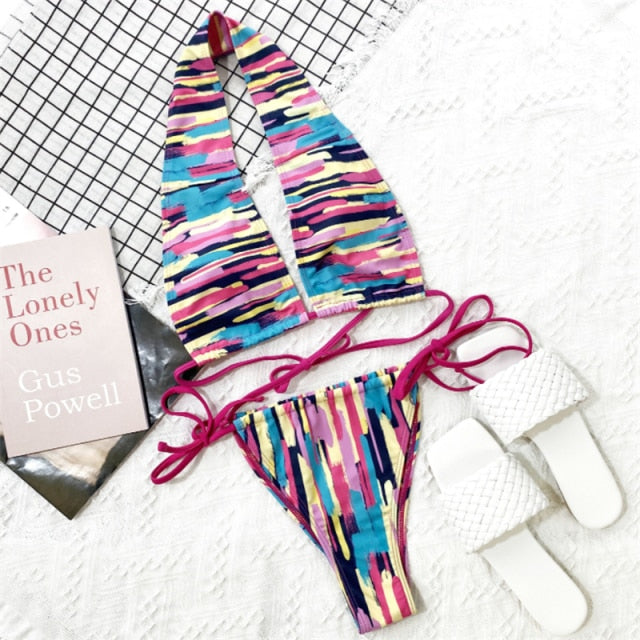 Nicki Color Stripe Bikini