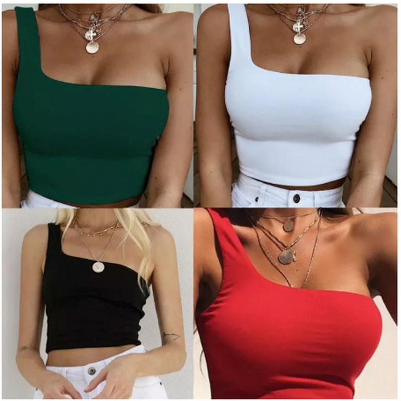 One Shoulder Tank Crop